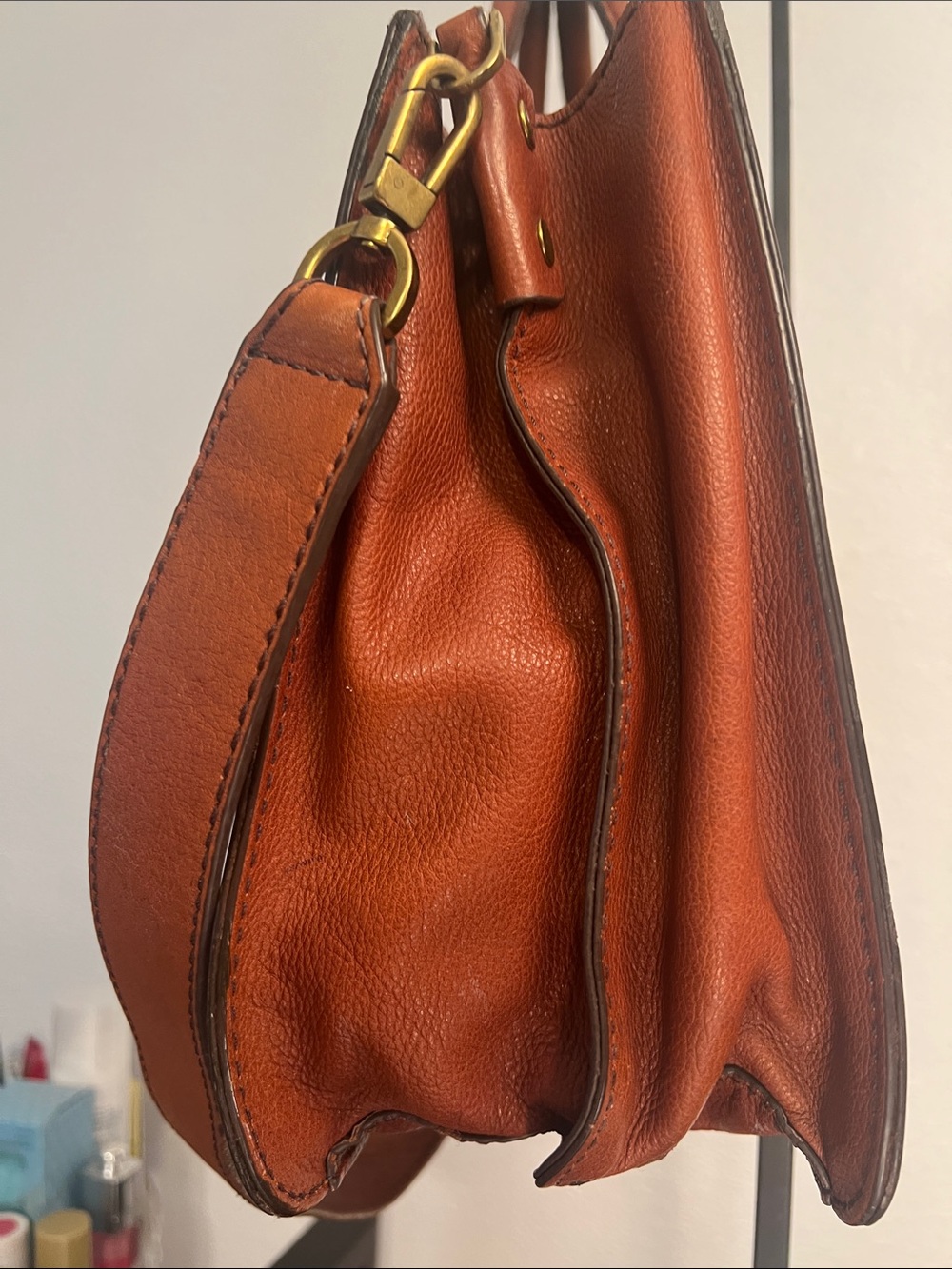 Vintage Fossil Skyler Leather Satchel in Cognac - Picture 9 of 15